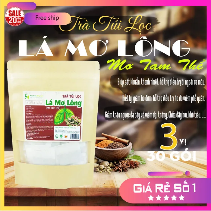 Trà Túi Lọc Lá Mơ Lông (Lá Mơ Tam Thể) 90g (30 gói x 3g) Hồng Lan 1
