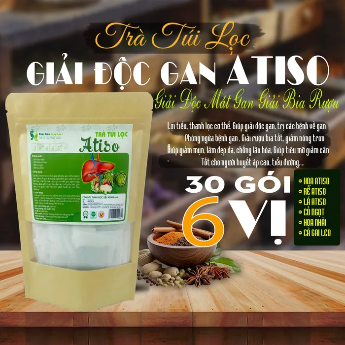 Trà Túi Lọc giải độc gan Atiso 90g (30 gói x 3g) - Dược Liệu Hồng Lan 6