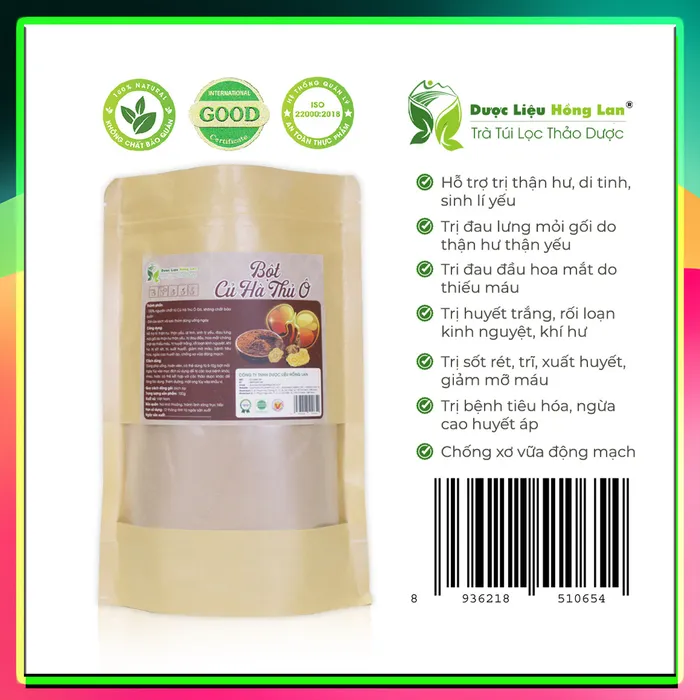 Bột Củ Hà Thủ Ô Đỏ Nguyên Chất Gói 100g - Dược Liệu Hồng Lan