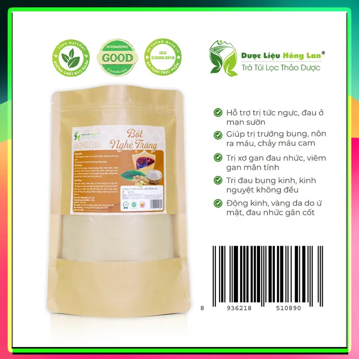 Bột Thảo Dược Củ Nghệ Trắng Nguyên Chất Gói 100g - Dược Liệu Hồng Lan
