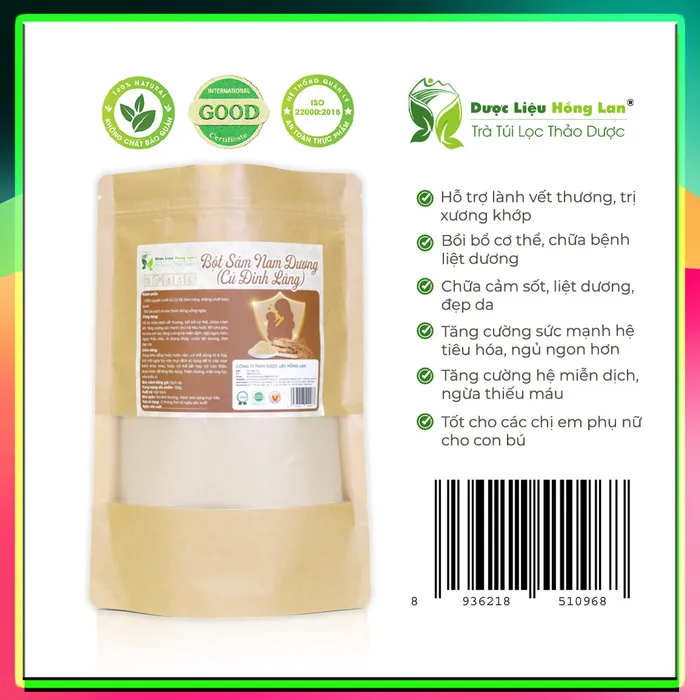 Bột Củ Rễ Đinh Lăng (Sâm Nam Dương) Nguyên Chất gói 100g - Dược Liệu Hồng Lan