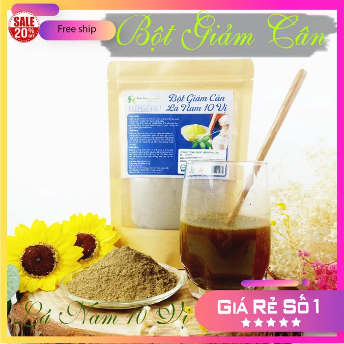Bột Lá Nam Giảm Cân 10 vị nguyên chất gói 100g - Dược Liệu Hồng Lan 5