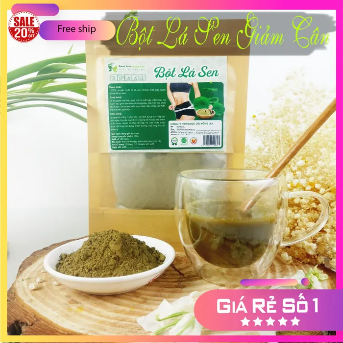Bột Giảm Cân Lá Sen Nguyên Chất Gói 100g - Dược Liệu Hồng Lan 1