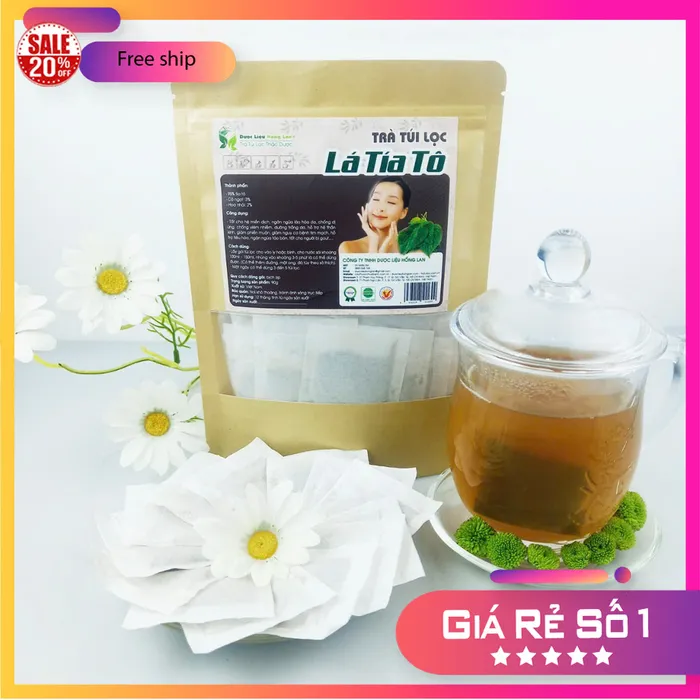 Trà Túi Lọc Lá Tía Tô Bịch Zip 90g (30 túi lọc x 3g) - Dược Liệu Hồng Lan 6