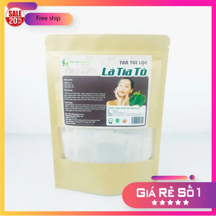 Trà Túi Lọc Lá Tía Tô Bịch Zip 90g (30 túi lọc x 3g) - Dược Liệu Hồng Lan 3
