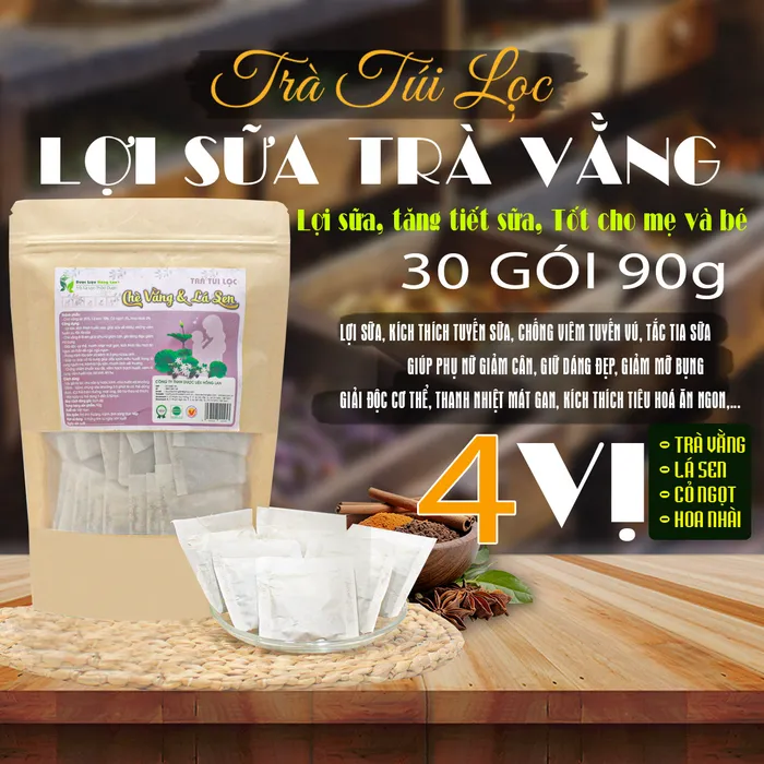 Trà Túi Lọc Chè Vằng & Lá Sen Bịch 90g (30 túi lọc x 3g) - Dược Liệu Hông Lan 1
