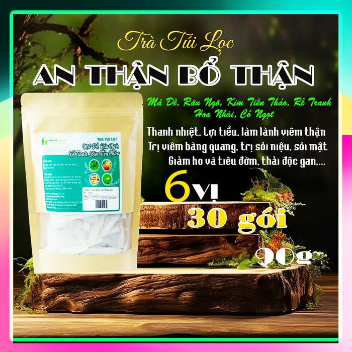 Trà Kim Tiến Thảo mix 6 vị giúp Bổ Thận - Lọc Thận - Tốt cho Thận túi zip 90g (30 túi lọc x 3g) - Dược Liệu Hồng Lan 1