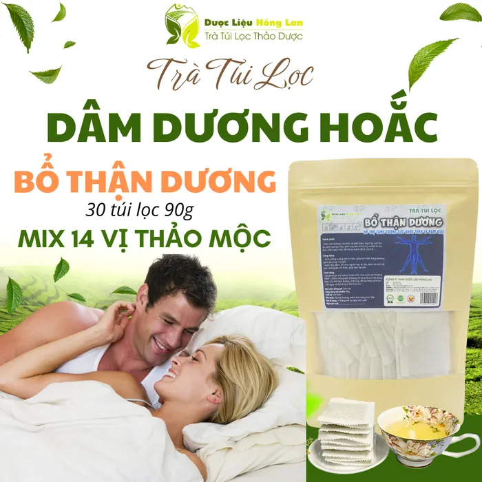 Trà Dâm Dương Hoắc mix 14 vị giúp bổ thận tráng dương 90g (30 túi lọc x 3g) - Dược Liệu Hồng Lan