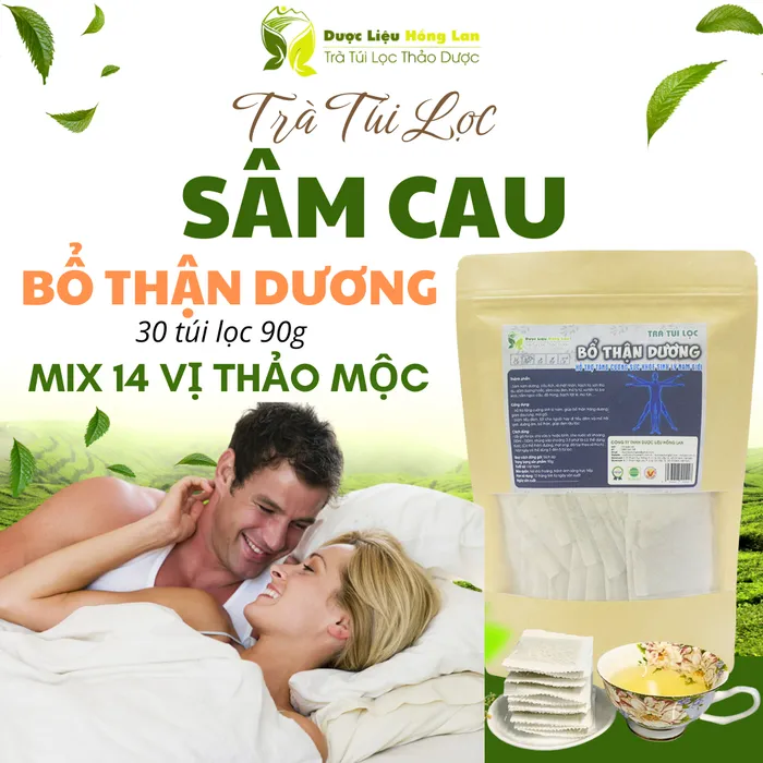 Trà Sâm Cau Đỏ mix 14 vị giúp bổ thận tráng dương 90g (30 túi lọc x 3g) - Dược Liệu Hồng Lan