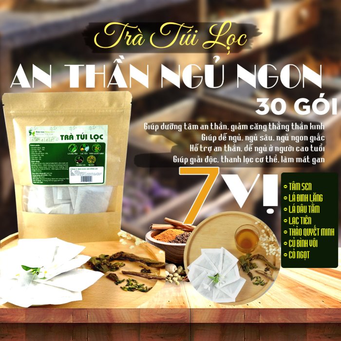 Trà Củ Bình Vôi Mix 7 vị Chữa Mất Ngủ Giúp An Thần Ngủ Ngon, Ăn Ngon, Đẹp Da 90g (30 túi lọc x 3g) - Dược Liệu Hồng Lan  1
