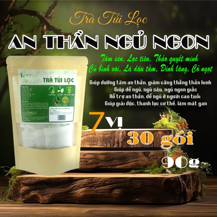 Trà Củ Bình Vôi Mix 7 vị Chữa Mất Ngủ Giúp An Thần Ngủ Ngon, Ăn Ngon, Đẹp Da 90g (30 túi lọc x 3g) - Dược Liệu Hồng Lan  2