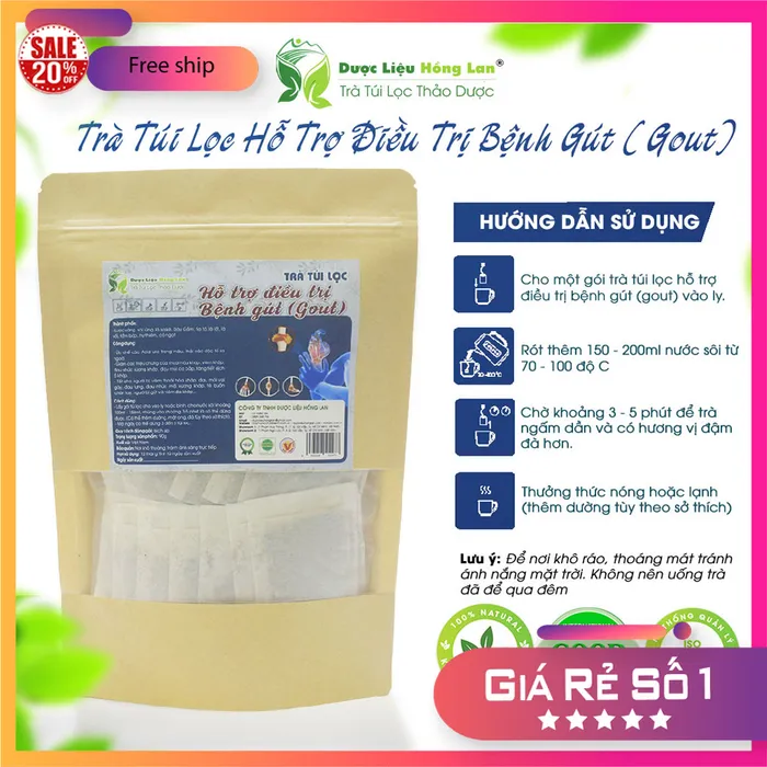 Trà Dây Gắm tiêu U Gout (Gút) mix 10 vị 90g (30 túi lọc x 3g) - Dược Liệu Hồng Lan  2