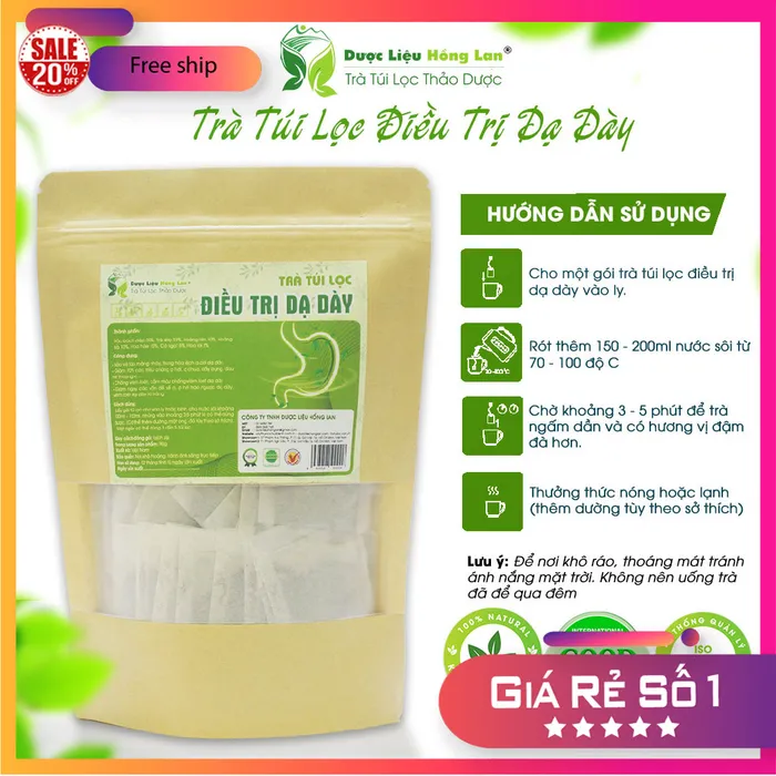 Trà Cây Rau Mương mix 8 vị 90g Giảm Trào Ngược, Đau Dạ Dày,Tức Thượng vị, Đầy Bụng, Đầy hơi, Ợ Hơi - Dược Liệu Hồng Lan 2