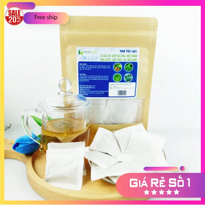 Trà Lá Chó Đẻ Răng Cưa mix 8 vị Thải Độc Mát Gan 90g - Dược Liệu Hồng Lan 4