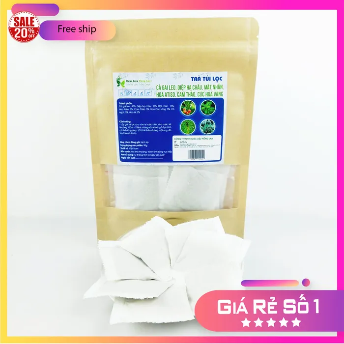 Trà Lá Chó Đẻ Răng Cưa mix 8 vị Thải Độc Mát Gan 90g - Dược Liệu Hồng Lan 6