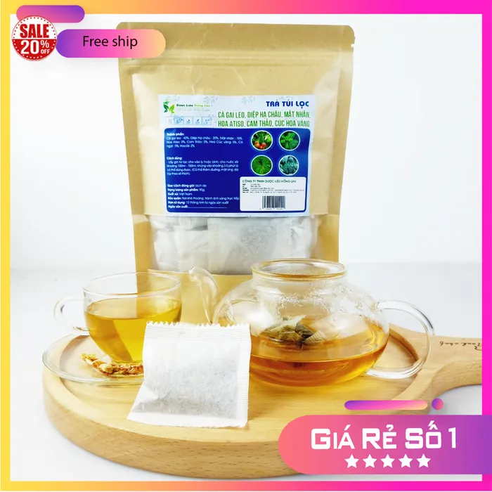 Trà Lá Chó Đẻ Răng Cưa mix 8 vị Thải Độc Mát Gan 90g - Dược Liệu Hồng Lan 2