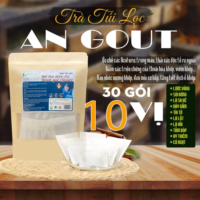 Trà Dây Gắm tiêu U Gout (Gút) mix 10 vị 90g (30 túi lọc x 3g) - Dược Liệu Hồng Lan  1
