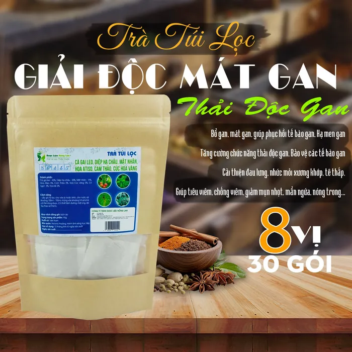 Trà Lá Chó Đẻ Răng Cưa mix 8 vị Thải Độc Mát Gan 90g - Dược Liệu Hồng Lan 1